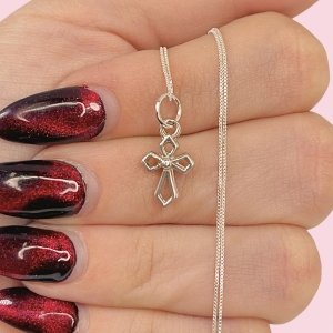 Cadena Veneziana Fina y Dije Cruz Briza de Plata 925